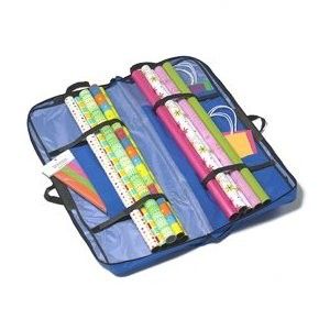 Gift Wrap Organizer Case - Blue with Black Zipper