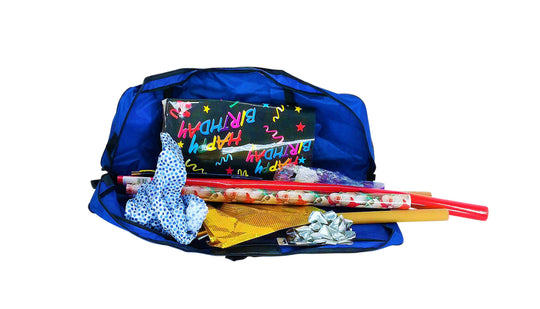 Gift Wrap Organizer Case - Blue with Black Zipper