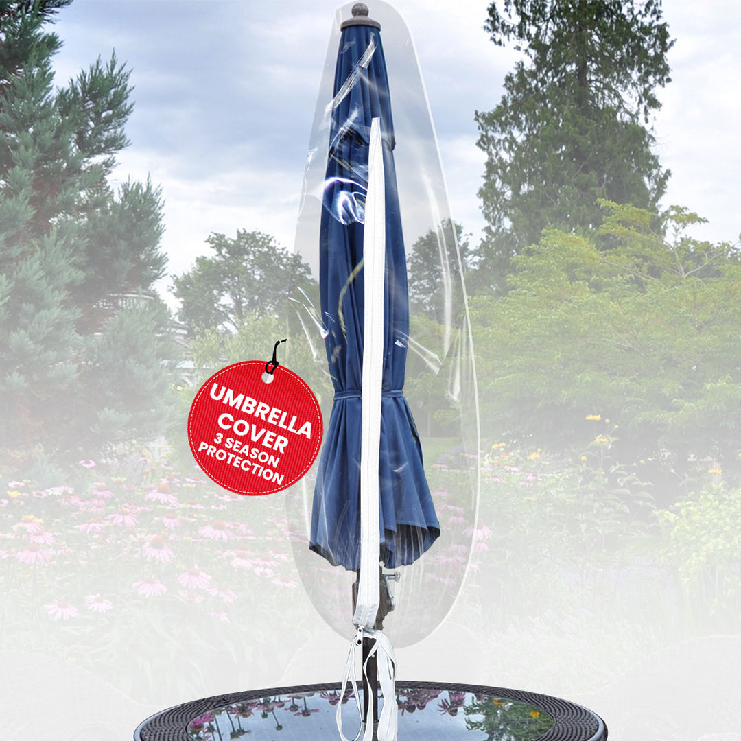 LAMINET Crystal Clear Heavy-Duty Waterproof Plastic Outdoor Furniture Cover