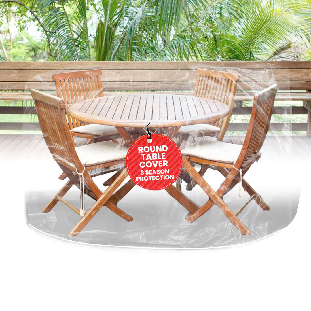 LAMINET Crystal Clear Heavy-Duty Waterproof Plastic Outdoor Furniture Cover