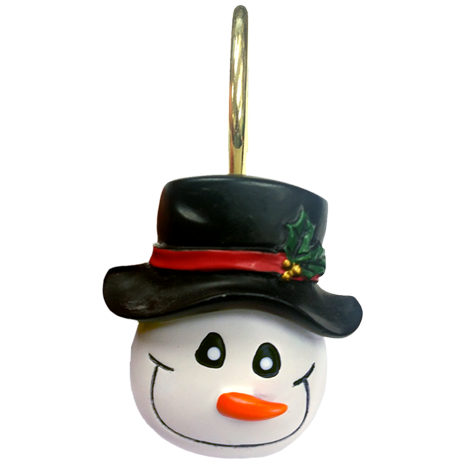 Christmas Snowman Decorative Shower Hooks and Curtain