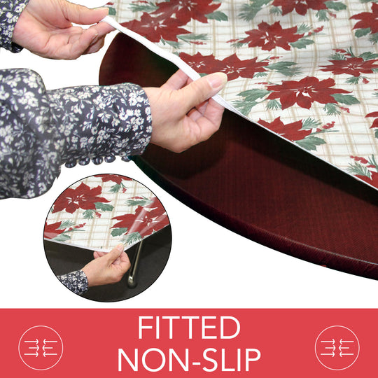 Holiday / Seasonal  Covers For The Home Deluxe Elastic Edged Flannel Backed Vinyl Fitted Table Covers <em style="color: red ">BEST SELLER</em>