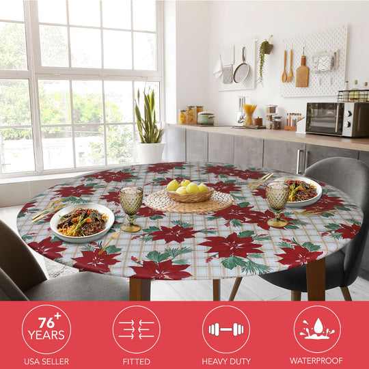 Holiday / Seasonal  Covers For The Home Deluxe Elastic Edged Flannel Backed Vinyl Fitted Table Covers <em style="color: red ">BEST SELLER</em>