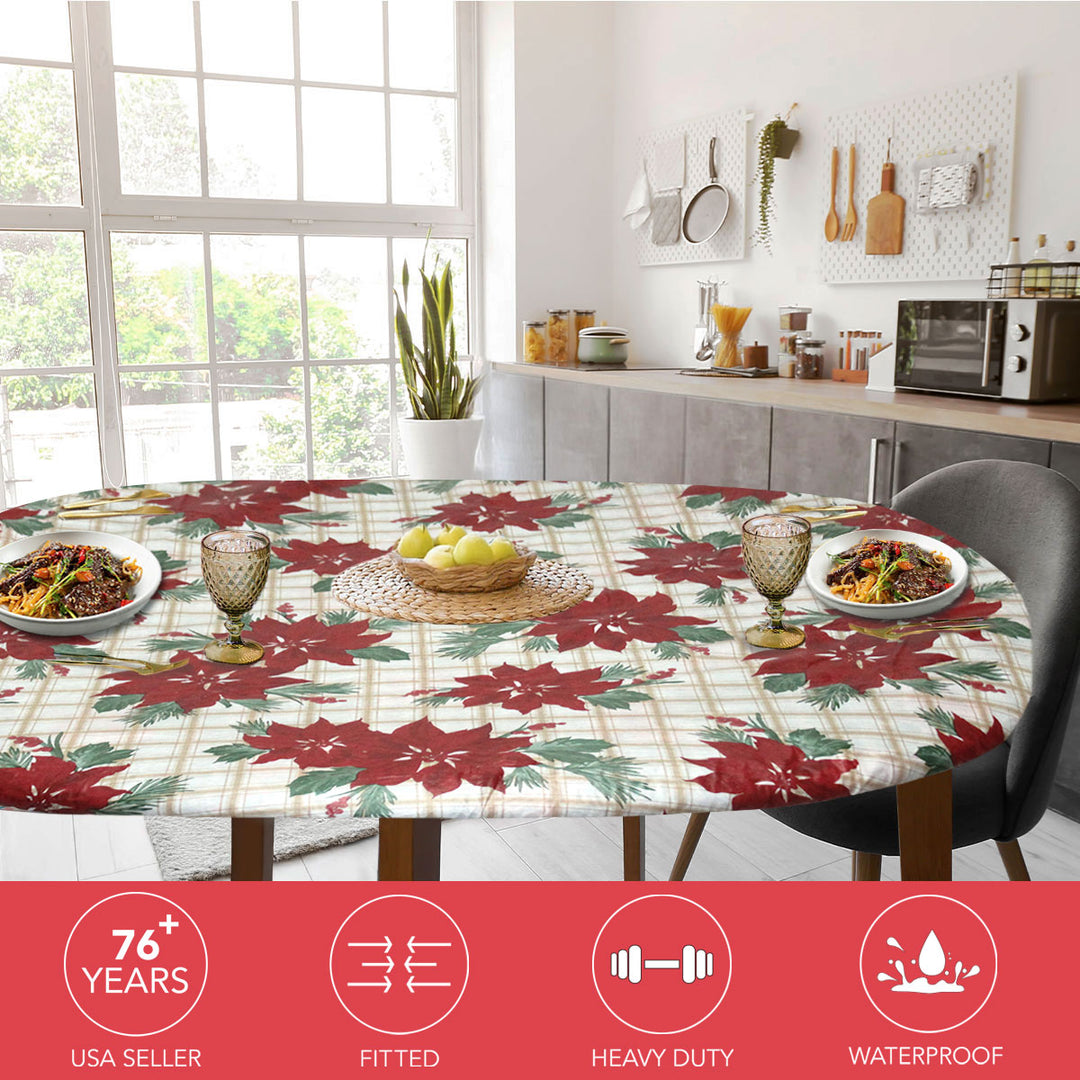 Holiday / Seasonal  Covers For The Home Deluxe Elastic Edged Flannel Backed Vinyl Fitted Table Covers <em style="color: red ">BEST SELLER</em>