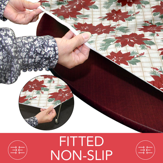 Holiday / Seasonal  Covers For The Home Deluxe Elastic Edged Flannel Backed Vinyl Fitted Table Covers <em style="color: red ">BEST SELLER</em>