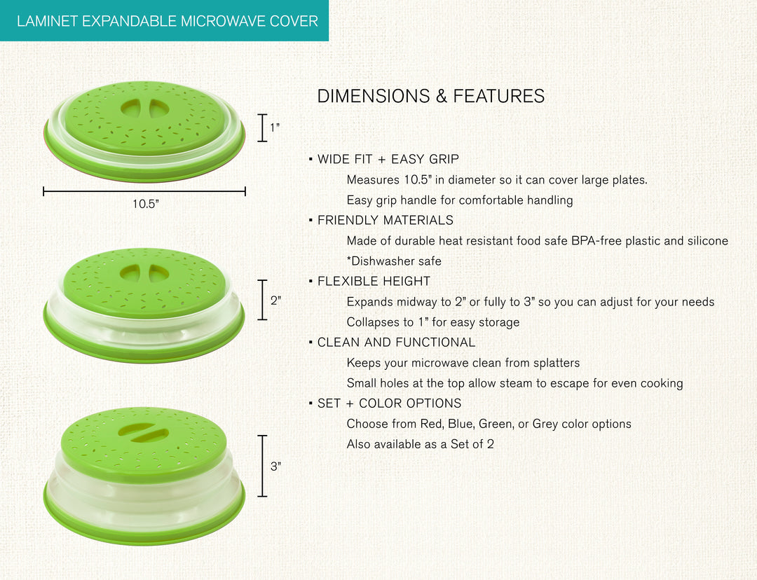 LAMINET Expandable Microwave Bowl and Dish Cover