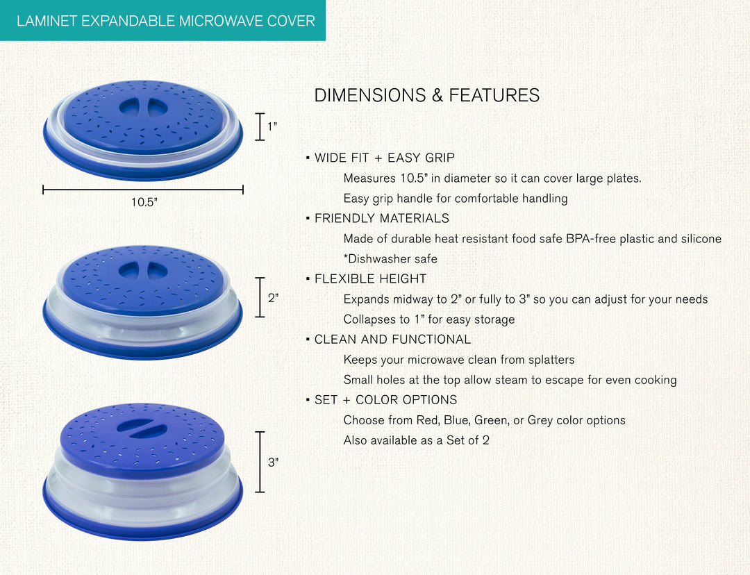 LAMINET Expandable Microwave Bowl and Dish Cover