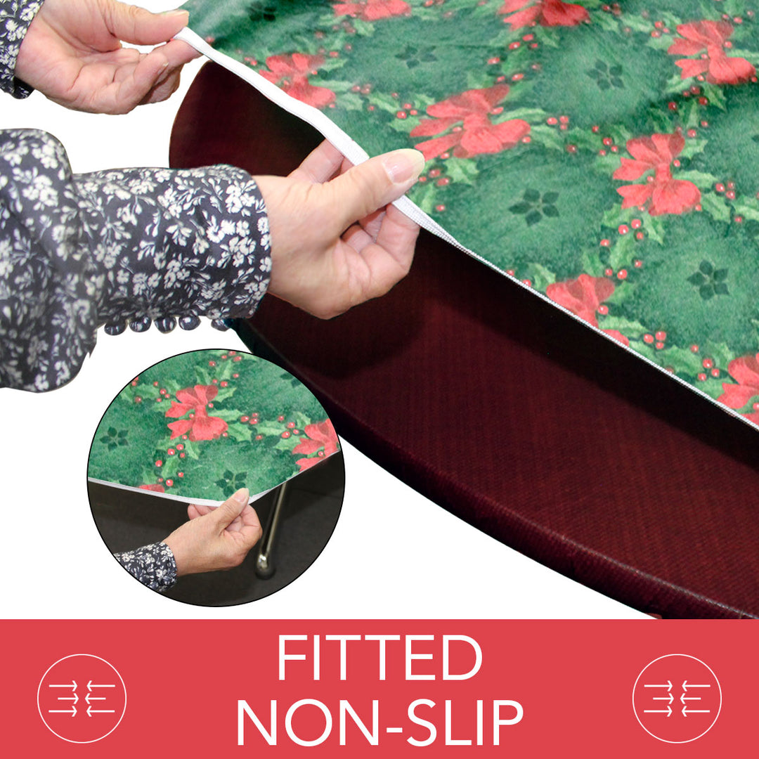 Holiday / Seasonal  Covers For The Home Deluxe Elastic Edged Flannel Backed Vinyl Fitted Table Covers <em style="color: red ">BEST SELLER</em>