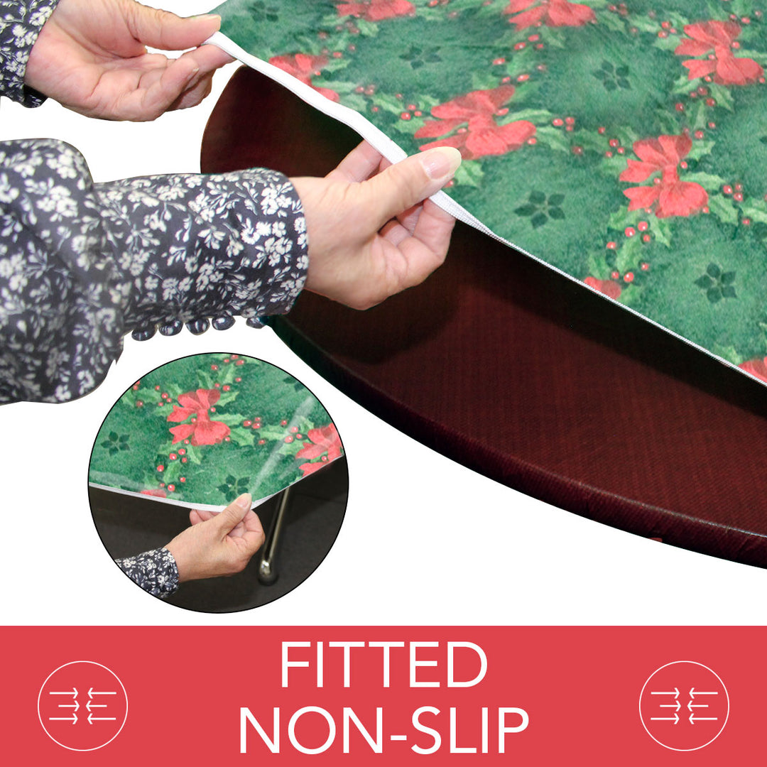 Holiday / Seasonal  Covers For The Home Deluxe Elastic Edged Flannel Backed Vinyl Fitted Table Covers <em style="color: red ">BEST SELLER</em>