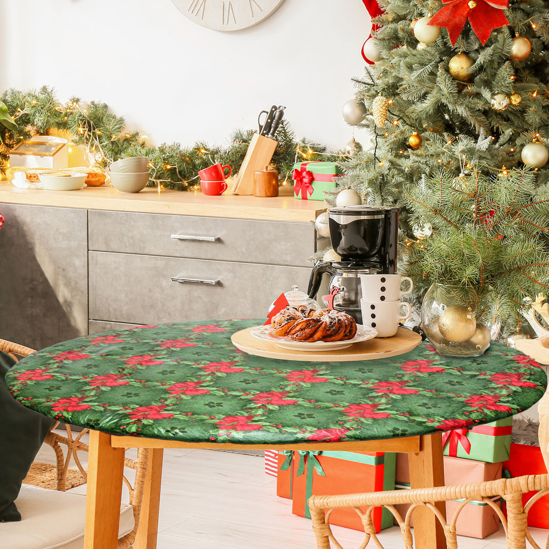Holiday / Seasonal  Covers For The Home Deluxe Elastic Edged Flannel Backed Vinyl Fitted Table Covers <em style="color: red ">BEST SELLER</em>