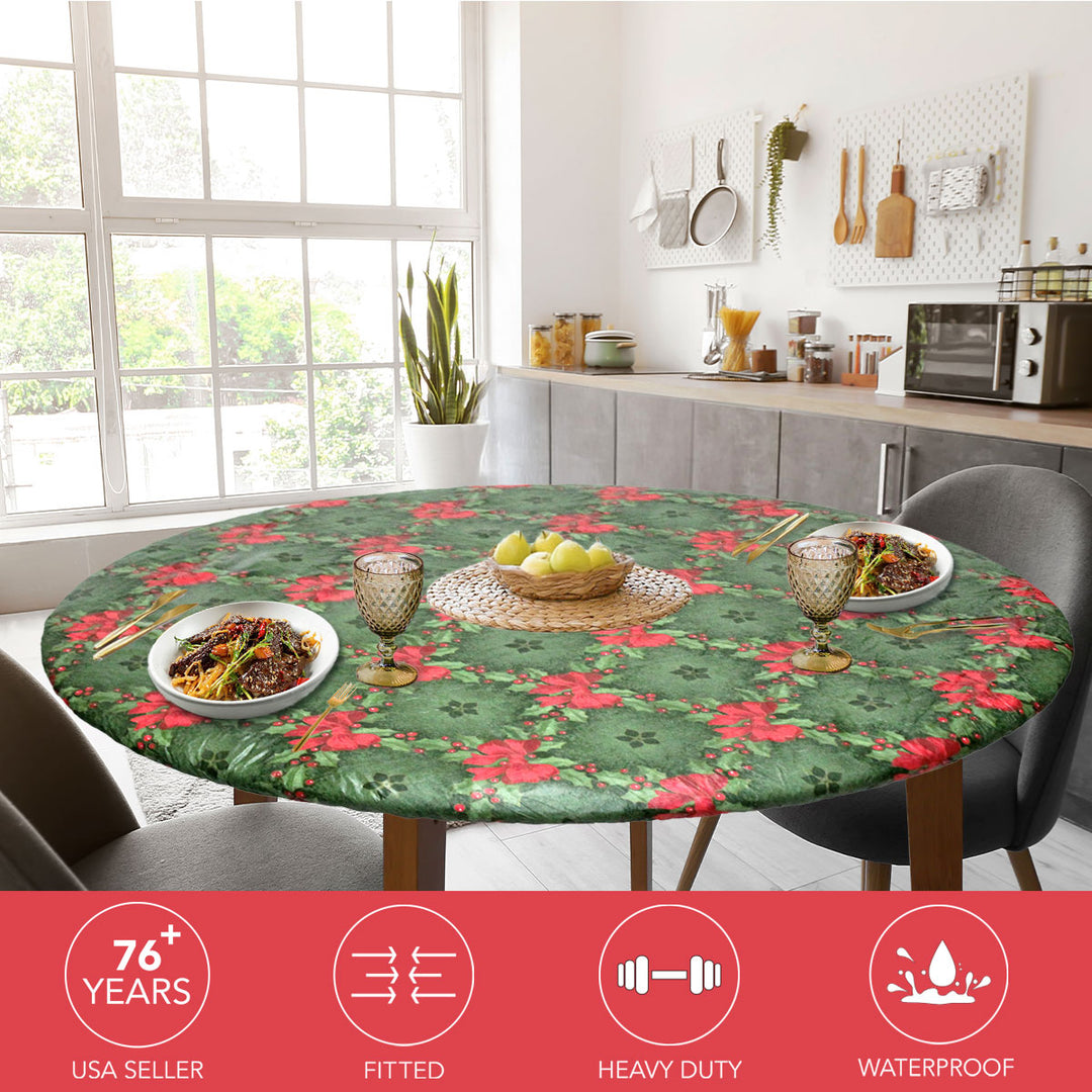 Holiday / Seasonal  Covers For The Home Deluxe Elastic Edged Flannel Backed Vinyl Fitted Table Covers <em style="color: red ">BEST SELLER</em>