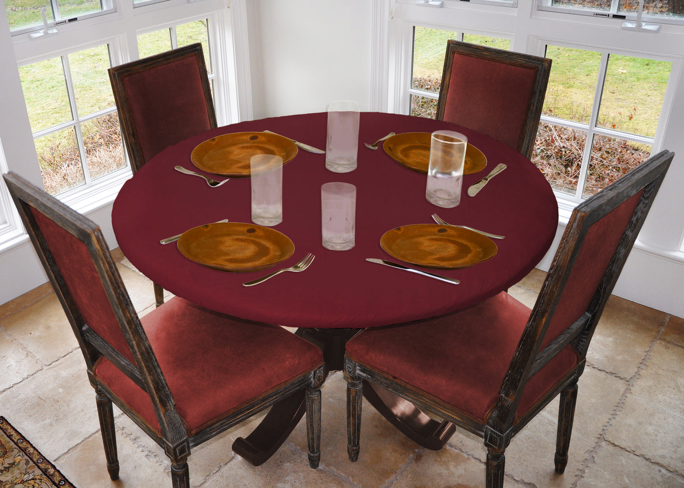 Covers For The Home Deluxe Elastic Edged Flannel Backed Vinyl Fitted Table Covers <em style="color: red ">BEST SELLER</em>