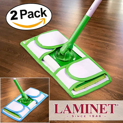 LAMINET Durable Reusable Mop Pads - Set of 2 (1 ea Green, 1 ea Blue)